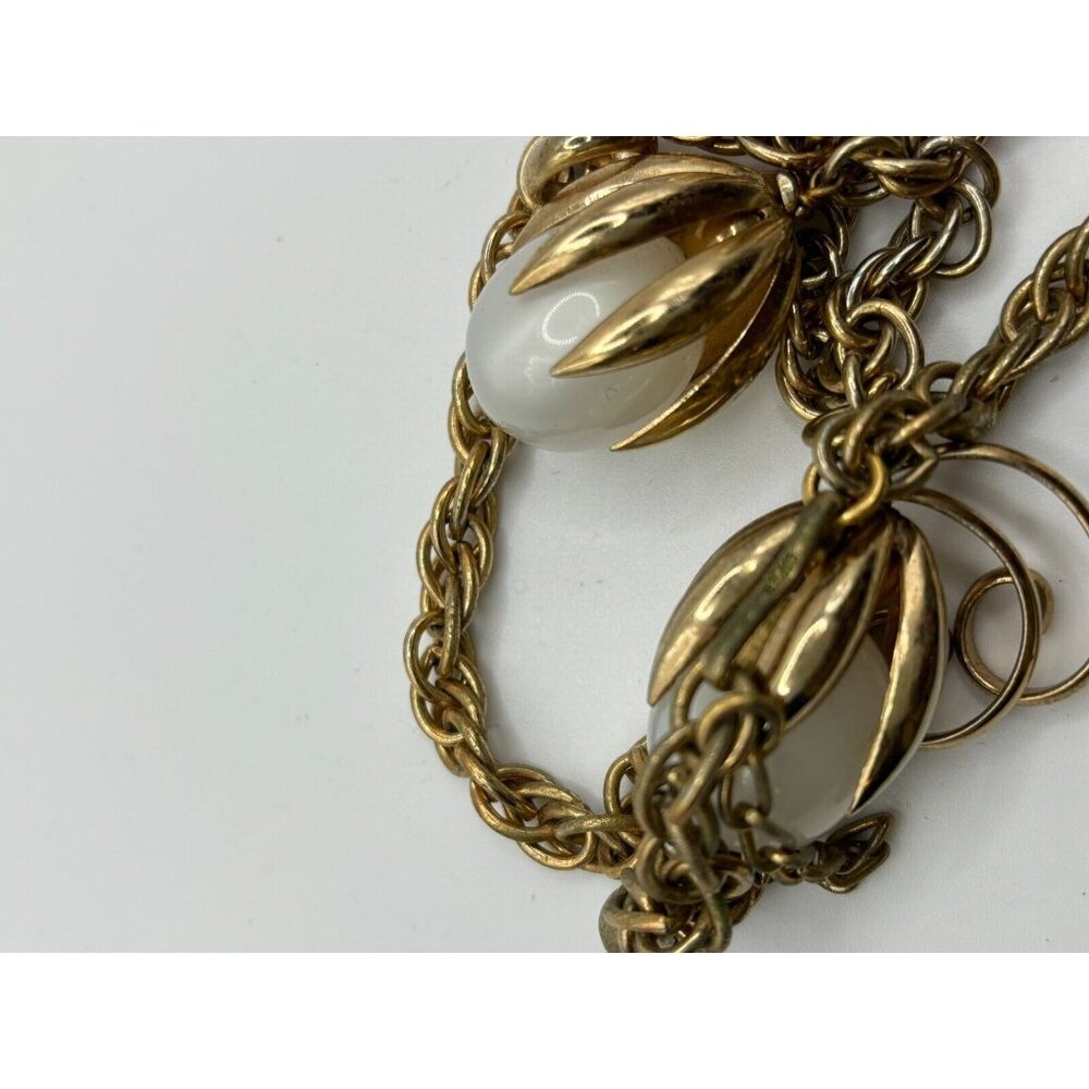 1953 Napier Kumquat White Moonglow Lucite Gold Tone Necklace Vintage RARE find - Picture 5 of 6